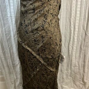 ASOS Olive-Tan Floral Print Maxi Dress